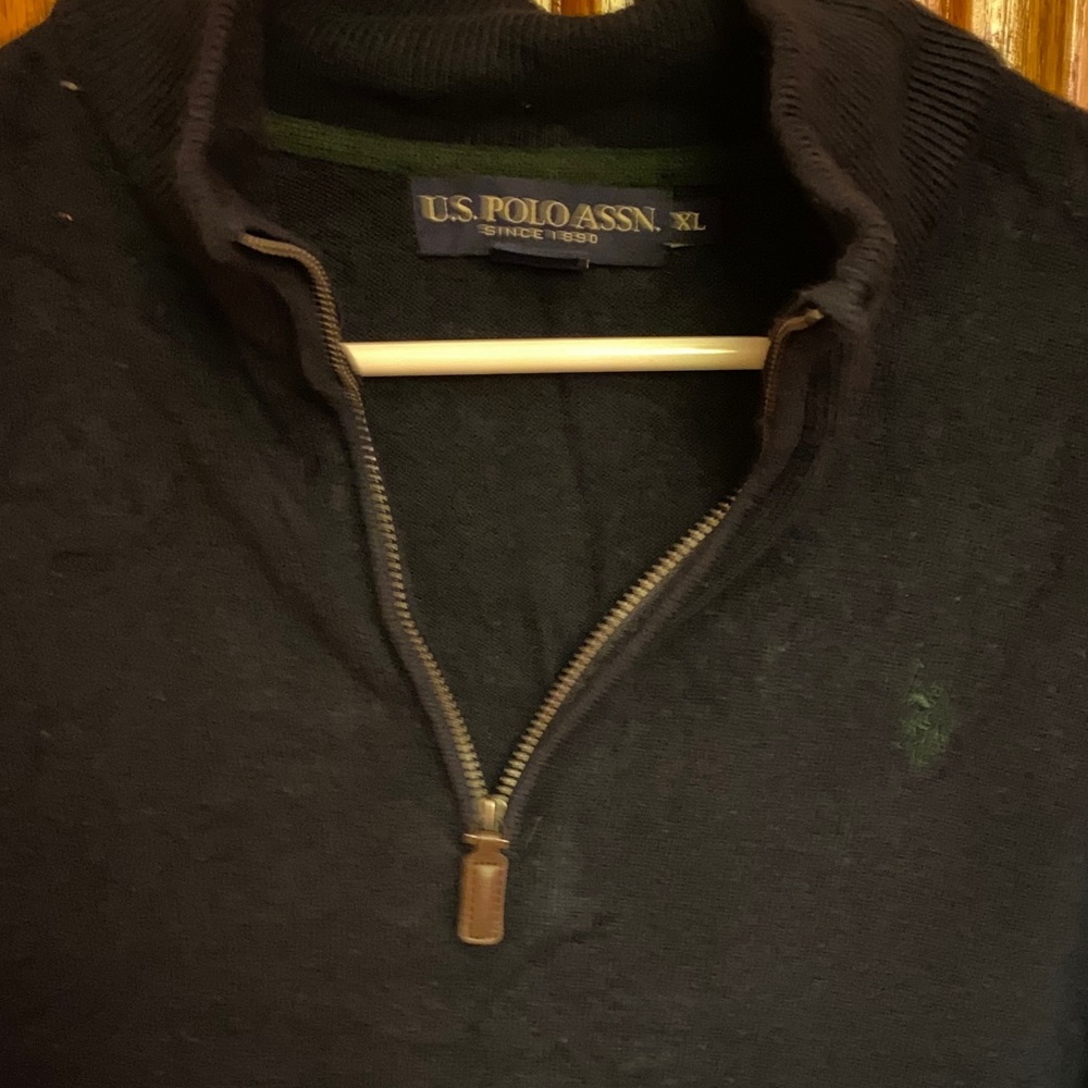 U.S. Polo Assn. Men's Navy Zip-Up Sweater - Picture 4 of 5